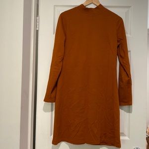 Size large, Everlane burnt orange everyday dress with mock neck collar